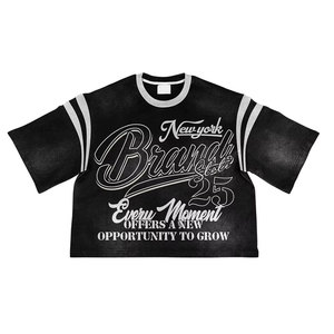 เสื้อยืดโอเวอร์ไซส์ทรงครอป แบรนด์นิวยอร์ก สำหรับผู้ชาย แขนสั้น สไตล์สตรีท พิมพ์ลายตัวอักษร คอกลม ผ้าถักเจอร์ซีย์ - Product Image 6