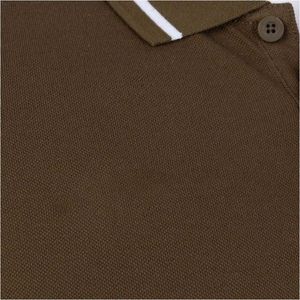 <b>Men's</b> <b>Brown</b> Short Sleeve Polo Shirt Solid Color Oxford Fabric Casual Style Regular Fit - Product Image 6