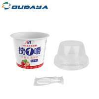 Taza de plástico de gran oferta de 320ml con impresión IML, taza de yogur de helado PP con taza de PET con cereal