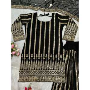 Ensemble haut, pantalon palazzo et dupatta pour femmes, vêtements de soirée de créateur - Product Image 4