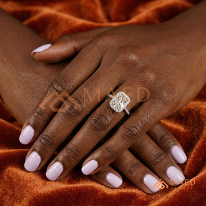 Luxury 925 Sterling <b>Silver</b> <b>Emerald</b> Cut Engagement <b>Ring</b> with Half Moon Side Stones Moissanite Diamond <b>Ring</b> for Women - Product Image 4