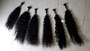 Extensions de cheveux humains vierges brésiliens indiens Remy, couleur naturelle, ondulés, double trame épaisse, les plus vendues de Seven Hills - Product Image 2