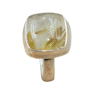 Anillo de Cuarzo Rutilado Dorado, Anillo de Plata de Ley 925, Anillo de Declaración, Anillo de Promesa para Ella, Anillo de Piedra Dorada, Regalo de Navidad para Esposa - Product Image 1