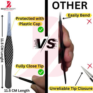 Pinces à cils greffées jaunes et noires, au meilleur prix, pour salon de beauté, idéales pour la pose d'extensions de cils. - Product Image 6