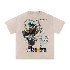 T-shirt décontracté en coton lavé, texture délavée, style urbain, confortable, haut de gamme pour tous les jours, mode urbaine moderne pour hommes et femmes - Product Image 3