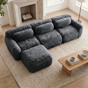 Cuscini Decorativi a Forma di L in Spugna ad Alta Densità 32D, Morbidi e Soffici, Senza Montaggio Necessario, per Arredamento Soggiorno - Product Image 2