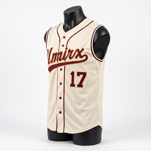 Maillot de baseball sans manches personnalisé à boutons, gilet en maille brodée bordeaux 100 % polyester pour équipe de softball - Product Image 4