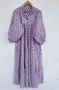 <b>Purple</b> Floral Woven Y2K Sweet Pure Cotton Long Sleeve Lightweight Maxi <b>Dress</b> Loose Fit Women Summer Wear Everyday Casual Outfit - Product Image 2
