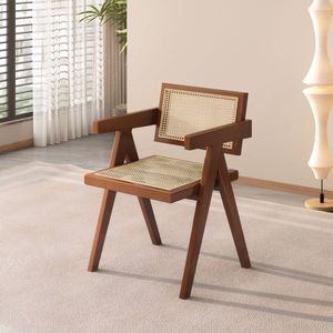 Sedia da pranzo moderna in stile Mid-Century, poltrona in rattan per esterni, comoda con imbottitura in schiuma, ideale per camera da letto o soggiorno - Product Image 5