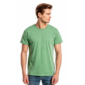 T-shirt à manches courtes col rond pour homme, 100% coton jersey, coupe classique, vert uni, t-shirt décontracté - Product Image 2