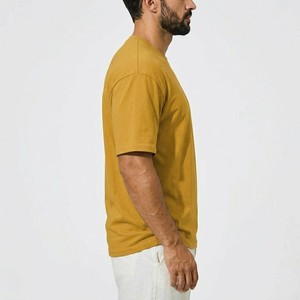 เสื้อยืดผู้ชายคุณภาพดีที่สุด สีมัสตาร์ด มีกระเป๋า ผ้าฝ้ายนุ่ม ทรงปกติ คอกลม เรียบง่าย สไตล์ลำลอง สตรีทแวร์ เสื้อยืดฤดูร้อน - Product Image 3