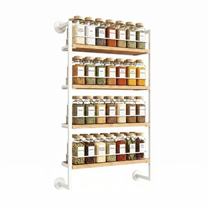 ชั้นวางเครื่องเทศติดผนัง MDF สีขาว สำหรับจัดเก็บในครัว ขายส่ง - Product Image 3