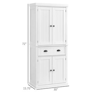 Armadio Dispensa da Cucina Tradizionale Bianco da 72 Pollici con 3 Ripiani Regolabili e Ante, Soluzione per l'Organizzazione della Cucina - Product Image 3