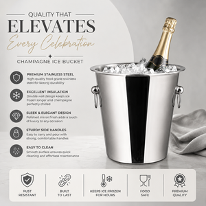 Wholesale 50 oz Mirror Polish Stainless Steel Champagne Ice Bucket Double Wall Wine <b>Cooler</b> Party Bar Beverage Chiller - Product Image 2