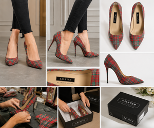 Chaussures à talons hauts élégantes pour femmes, motif tartan écossais spécial mariage, escarpins à talon aiguille, design personnalisé, tendance, fournisseur en gros - Product Image 5