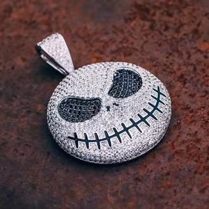 Pendentif Charme en Argent 925 avec Perle d'Eau Douce et Moissanite Sertie en Canal, Accents Étoilés, Bijou Unisexe Plaqué Or Style Hip Hop - Product Image 2