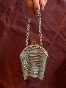 <b>Silver</b> Plated Stainless Steel Chainmail Purse Irregular Shape Fashion Metal Craft <b>Handbag</b> Business Gift Wearable Accessory - Product Image 3