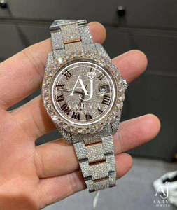 Reloj de Cuarzo con Moissanita, Correa de Acero Inoxidable de 20 mm, Cristal Analógico, Resistente al Agua, Lujoso, Unisex - Product Image 4