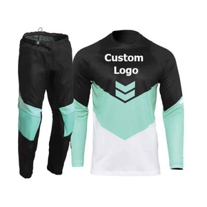 Ensemble de vêtements de motocross bleu marine pour hommes, maillot à manches longues et pantalon, couleurs contrastées, séchage rapide, respirant, anti-UV, course de moto d'été - Product Image 5