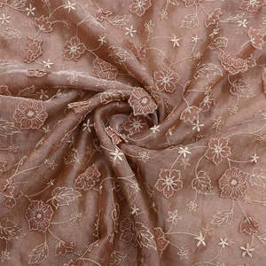 Tela de encaje floral de poliéster de primera calidad con bordado láser de lujo para vestidos de novia, de noche y prendas textiles. - Product Image 3