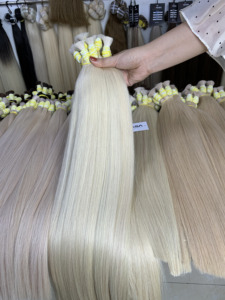 ผมต่อเวียดนามบริสุทธิ์100% สีบลอนด์ความยาวทั้งหมด12ถึง32นิ้วผมปลายคู่ - Product Image 6