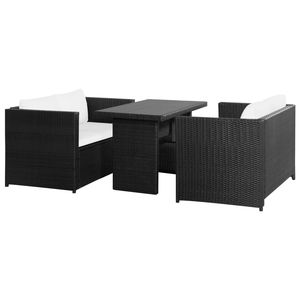 Grande Set da Pranzo Modulare da Giardino in Polyrattan Nero, Arredamento per Patio - Product Image 1