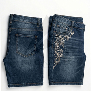 <b>Men</b> Rhinestone Denim Shorts Luxury Crystal <b>Studded</b> Jean Shorts Streetwear Custom Logo OEM ODM Process Impex - Product Image 6