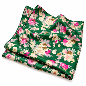 Elegant Floral Printed <b>Silk</b> Square <b>Scarf</b> for <b>Women</b> Multi-Functional Fashion Accessory All Seasons - Product Image 1