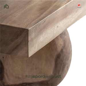 Table à manger en bois massif de style moderne biologique, base sculpturale unique, table en bois moderne faite à la main pour hôtel, villa, restaurant, mobilier - Product Image 6