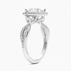 Bague BOJ 0123 en argent 925, coupe princesse, sertissage floral luxueux, solitaire diamant 2 carats, couleur D, VVS1, moissanite certifiée GRA - Product Image 2