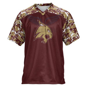 Maillot de sport personnalisé sublimé à col en V pour homme, chemise athlétique d'équipe, maillot de football respirant en polyester à manches camouflage - Product Image 5