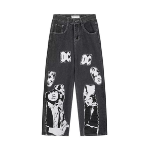 Jean ample pour garçon, coupe décontractée, denim de haute qualité, style déchiré, design personnalisé, pantalon en jean ample - Product Image 1