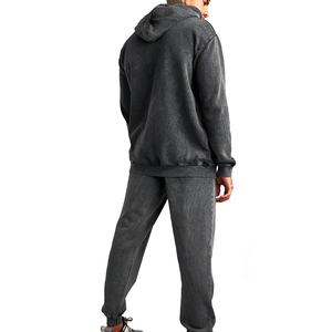 Ensemble de survêtement homme délavé à l'acide de qualité supérieure, en tissu respirant, pour le sport et le jogging, avec sweat à capuche et pantalon, grandes tailles, streetwear, OEM, vente chaude - Product Image 2