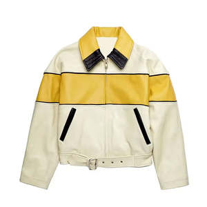 Chaqueta Bomber de Cuero PU con Bloques de Color, Diseño Personalizado al por Mayor, Estilo Vintage con Cierre, Corte Regular para Hombre, con Muestra Gratis - Product Image 4