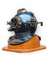 Réplique de casque de plongée antique en cuivre, sculpture nautique de collection, finition électroplaquée, découpe, impression, détails de moulage