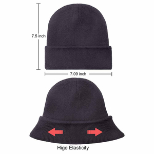 Soft Acrylic Patterned Beanies <b>Cap</b> Custom Jacquard Winter Headwear Retro Style Cuffed Beanies <b>Cap</b> Contrast Grey Black Knit <b>Hat</b> - Product Image 2