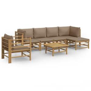 Ensemble de salon de jardin en bambou taupe, design modulaire modéré pour un confort extérieur - Product Image 2