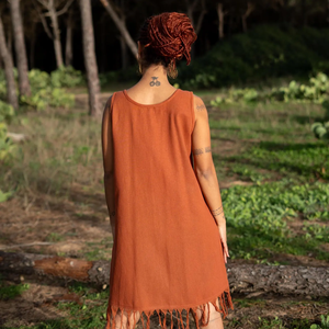 Vestido Tribal de Verano, Estilo Bohemio, de Algodón con Flecos, Estampado a Mano, Sin Mangas, Cuello Redondo, Atuendo Boho para Mujer - Product Image 2