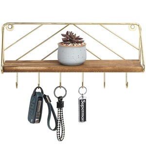 Metal And Wooden <b>Key</b> Holder <b>Hook</b> With Storage For Letters And Planters Stylish <b>Wall</b> Mounted Entryway <b>Key</b> Organizer From India - Product Image 6