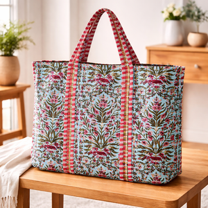 กระเป๋าผ้าฝ้ายพิมพ์ลายพฤกษศาสตร์นำกลับมาใช้ใหม่ได้เป็นมิตรกับสิ่งแวดล้อมกระเป๋าช้อปปิ้งความจุขนาดใหญ่กระเป๋าสะพายผ้าผู้หญิง - Product Image 1