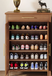 Meuble à chaussures moderne en bois, style grange, avec porte rabattable, durable, écologique et peu encombrant, pour salon - Product Image 6