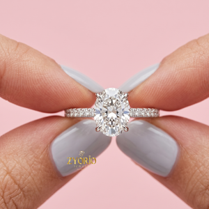 Anillo de Compromiso Solitario de Oro de 10K con Corte Ovalado, Anillo con Banda de Diamantes Pavé, Joyería Nupcial Elegante para Mujer - Product Image 3