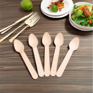 Haute qualité 110mm jetable Simple cuillère en bois écologique biodégradable compostable alimentaire sûr fête Camping ustensiles - Product Image 1