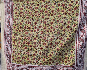 Hand Block Print Cotton <b>Sarong</b> Pareo Yellow Floral Beach Wrap Women Summer Swimwear Cover Up Boho Handmade Scarf - Product Image 5