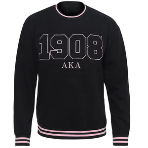   Sudadera Negra con Diseño 3D 1908 para Mujer, Bordada, Cuello Redondo, Felpa Suave, Manga Larga, Informal, Universitaria, de Invierno - Product Image 1