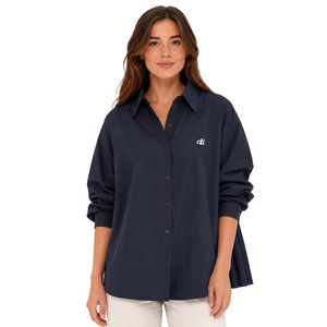 Back Pleated Cotton women's shirt Button Down Shirt <b>Long</b> <b>Sleeve</b> Loose Fit Custom Logo Everyday Wear High Quality Boutique <b>Tops</b> - Product Image 1