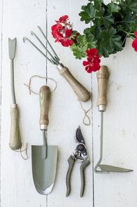 Juego de pala y cultivador de jardín de acero inoxidable con mangos de madera para jardinería profesional - Product Image 5
