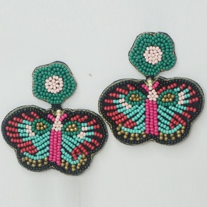 2026 Multi Color Glass Bead Crocheted Flower <b>Post</b> <b>Earrings</b> Gold Plated Handmade Fashion Jewelry for Women Trending Style - Product Image 1