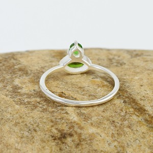2026 New Trendy 925 Sterling <b>Silver</b> Minimalist Fine Jewelry Chrome Diopside Green Gemstone Bezel Setting Fine <b>Ring</b> Women's Gift - Product Image 5