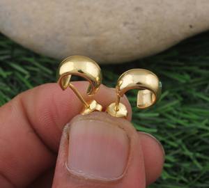 Modernos Aretes de Plata de Ley 925 Chapados en Oro, Minimalistas, Geométricos, Pequeños, Redondos, para Mujer, Uso Diario - Product Image 3